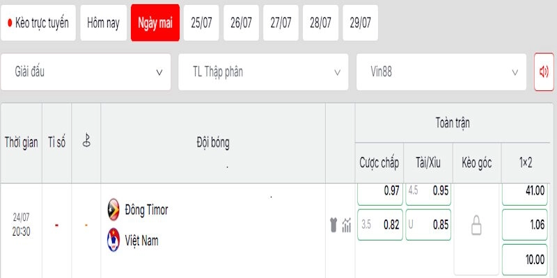 Phân tích kèo cược trong trận đấu  giữa Timor Leste vs Việt Nam